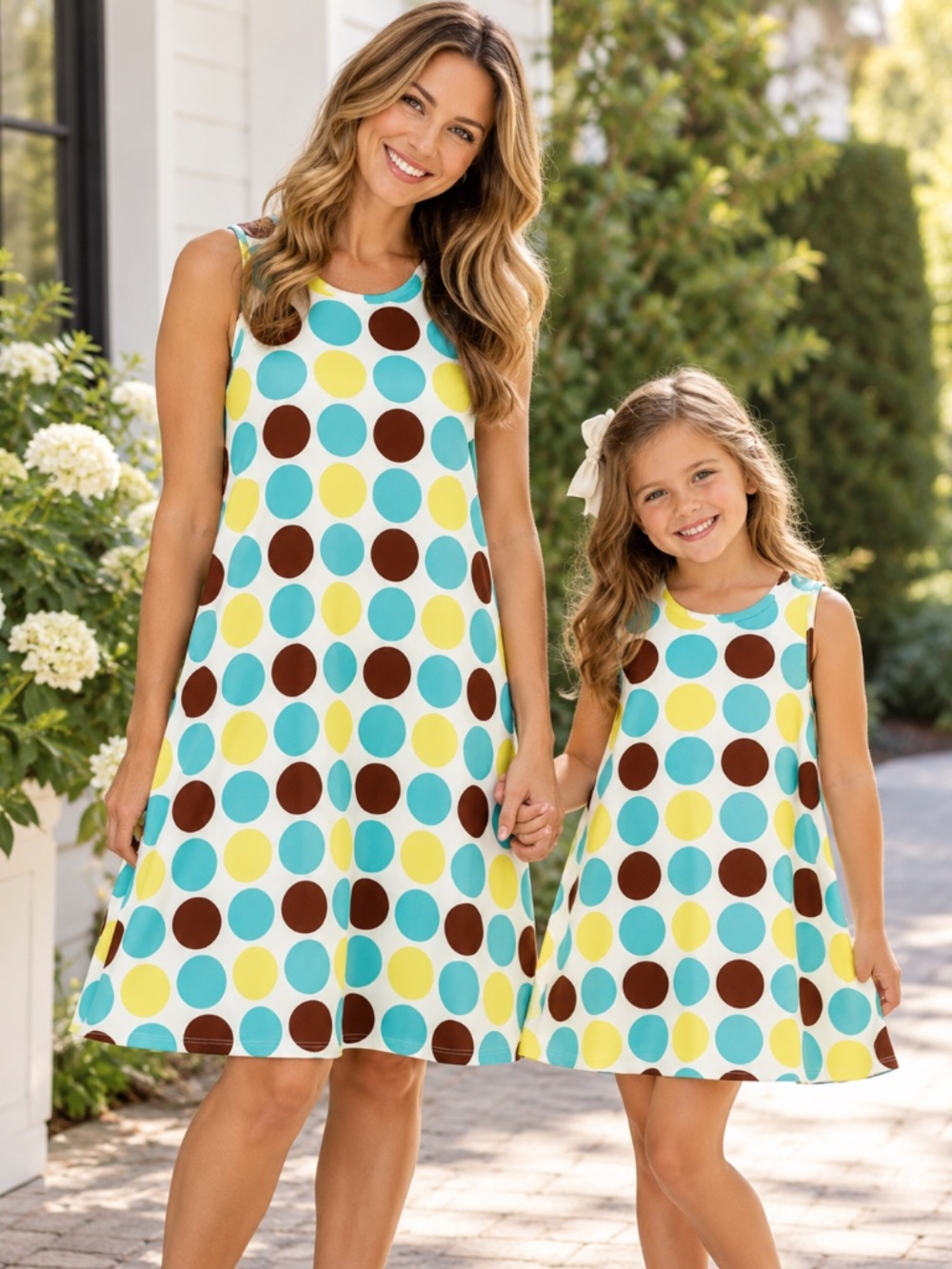 4O5 South by Anita G Matching Polka Dot Dresses Girls 6X & Women’s L